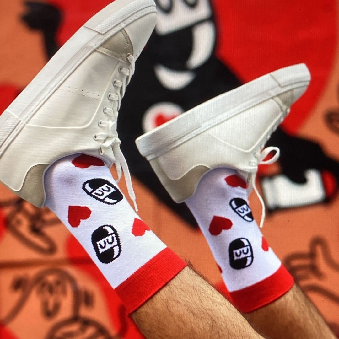 Calcetines Socks & Co - Blanco y rojo.